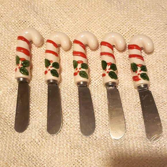 Set of 5 Candy Cane with Holly Accent - Christmas - Picture 1 of 2